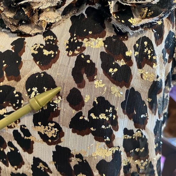 BCX Womens Animal Print Tank Top, Size Large, Tiered, Sheer, Black/Tan/Gold - Picture 2 of 7